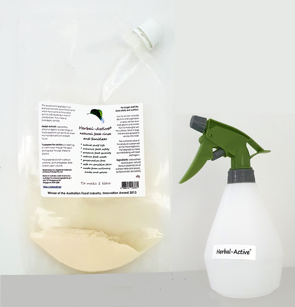 Herbal-Active pouch and spray bottle